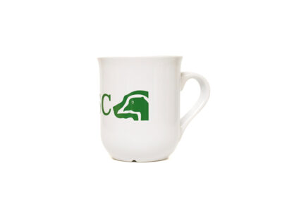 A white ceramic mug showcasing the BASC Masthead logo in green on the side of the mug. The mug has a curved handle and is photographed against a plain white background.